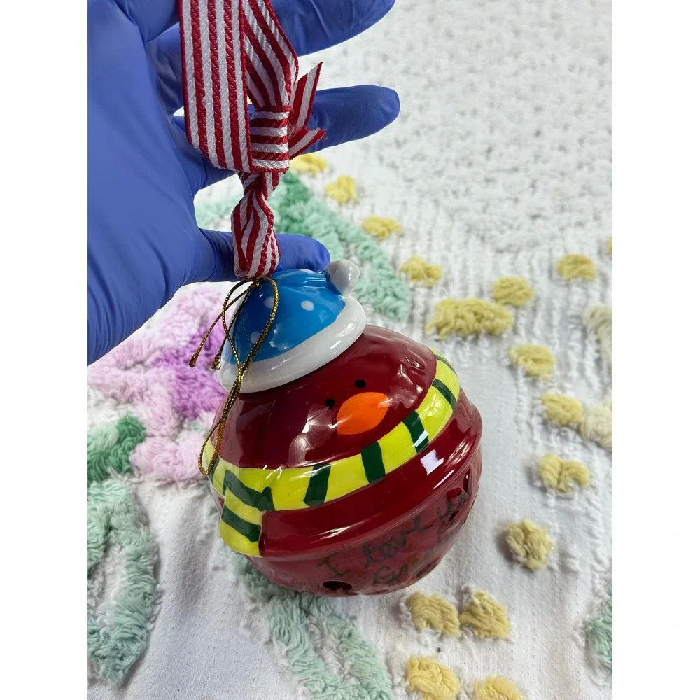 Living Quarters Red Bird Jingle Bell Christmas Tree Ornament Dolomite 4in